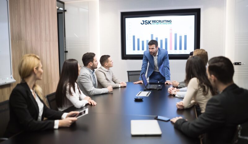 Business meeting in modern conference room